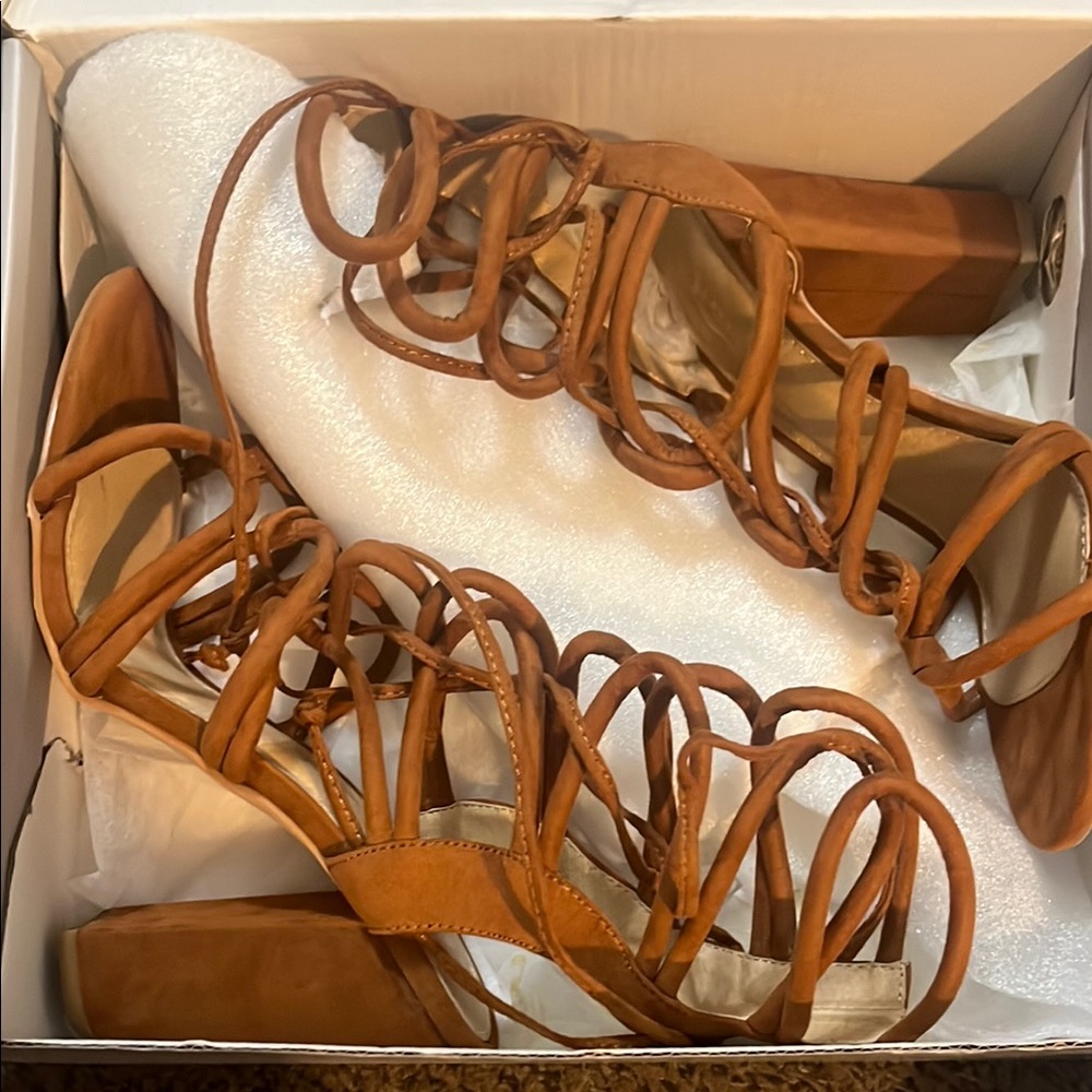 Elegant Tan Strappy Heels